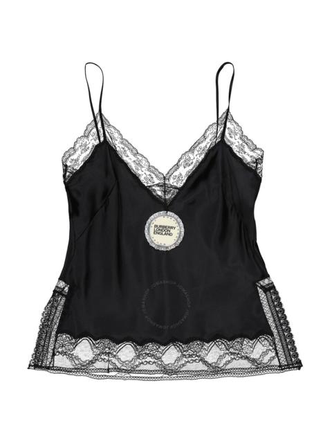 Burberry Burberry Black Satin And Lace Camisole With Bottle Cap Detail