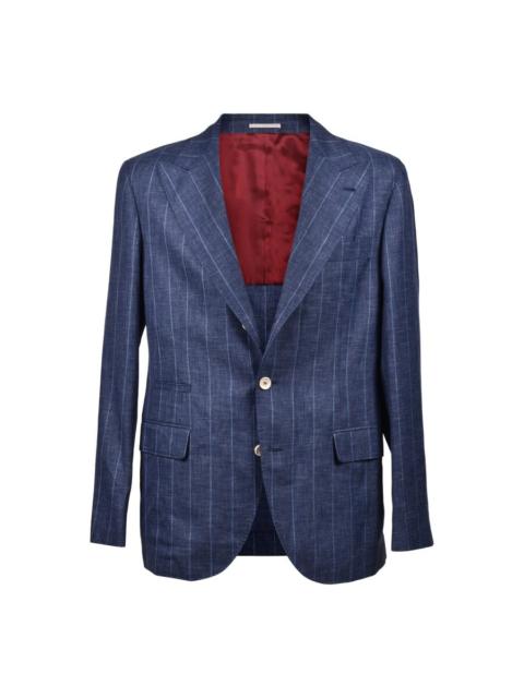 Brunello Cucinelli Brunello Cucinelli Blue Virgin Wool Pinstriped Suit