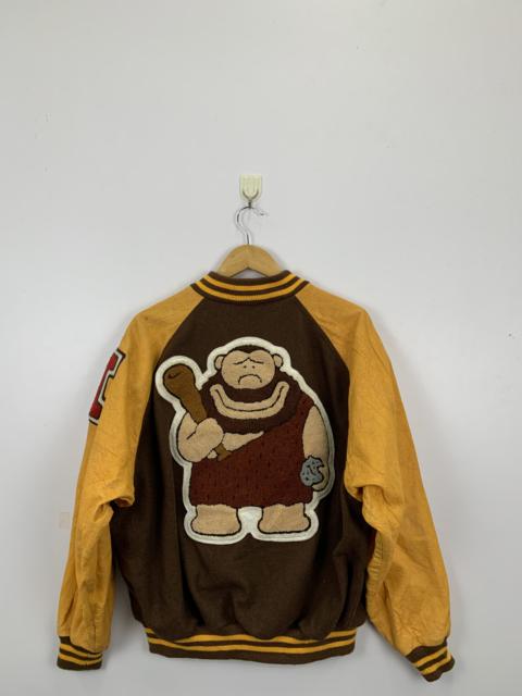 Other Designers Vintage - Vintage 90s Cup Noodle Worldwide Leather Varsity Jacket
