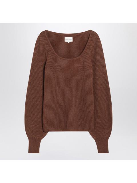 Loulou Studio Brown ribbed cashmere jumper