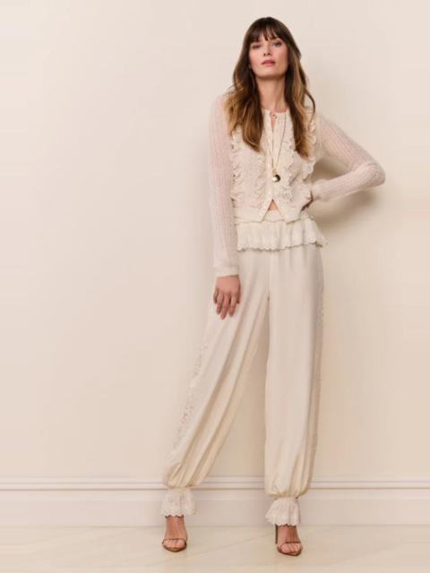 LoveShackFancy Clyra Silk Lace-Trimmed Balloon Pant