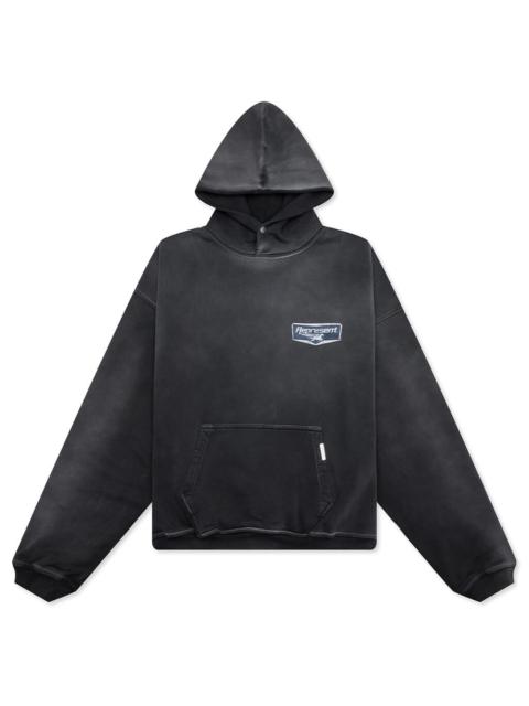 REPRESENT NOTHING FASTER HOODIE - STAINED BLACK