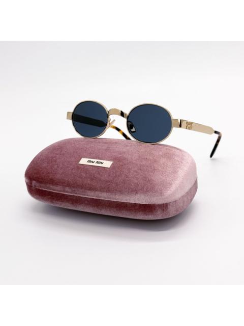 Miu Miu New Miu Miu MUB51S ZVN70B Gold Gray Women Round Sunglasses S