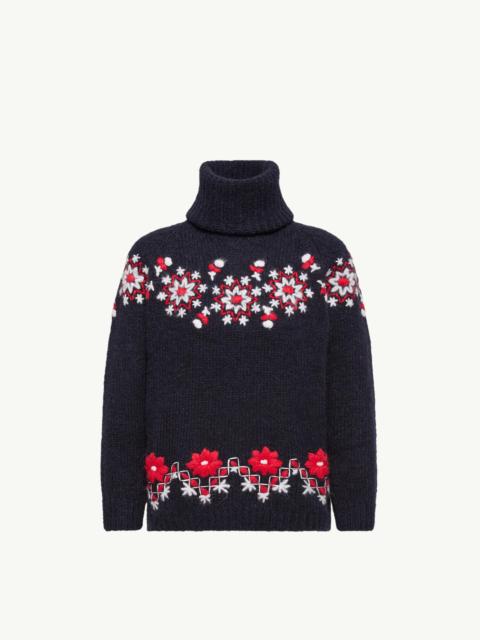 Moncler Grenoble Hand-Embroidered Alpaca & Wool Turtleneck Sweater