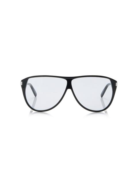 SAINT LAURENT Gasper Round-Frame Acetate Glasses black
