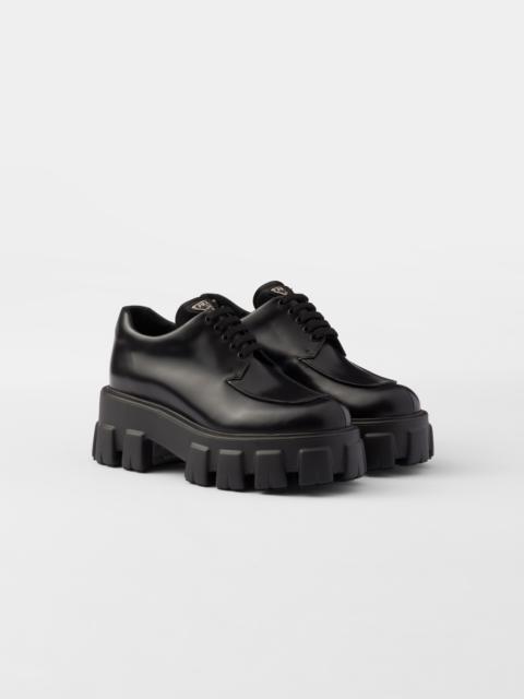 Prada Monolith brushed leather lace-up shoes