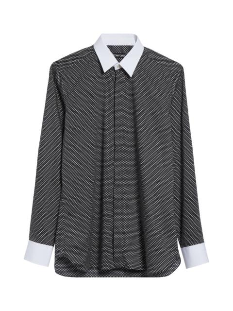 TOM FORD TOM FORD Diamond Print Classic Fit Button-Up Shirt in Black/White at Nordstrom