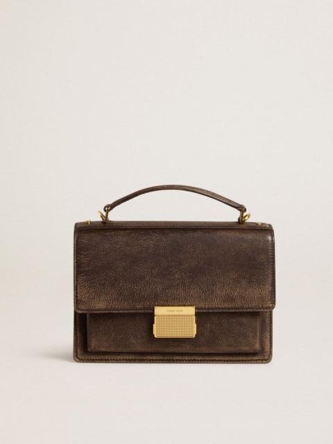 Golden Goose Venezia Bag in vintage dark brown embossed leather with gold details