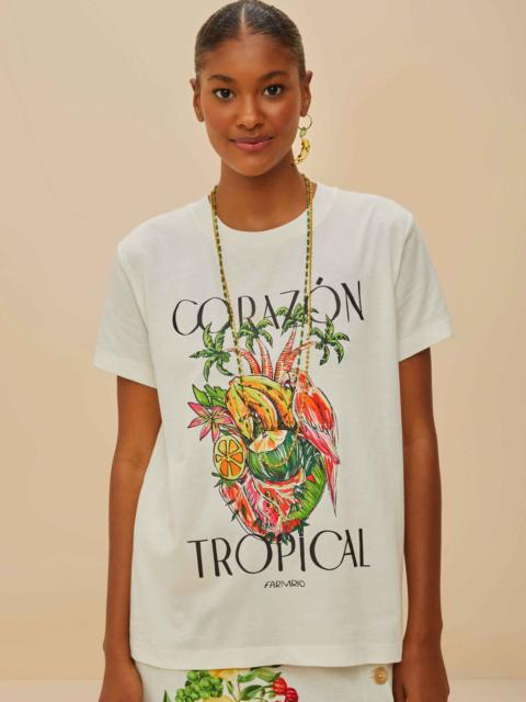 FARM RIO Off-White Corazón Tropical Organic Cotton T-Shirt