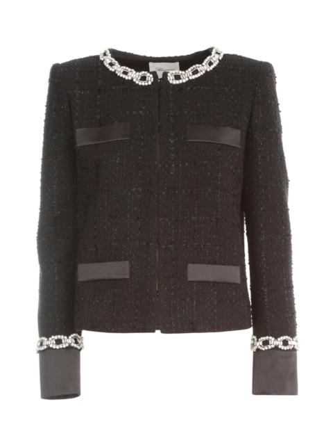 Blumarine Boucle Jacket Crew Neck W/Chain Strass