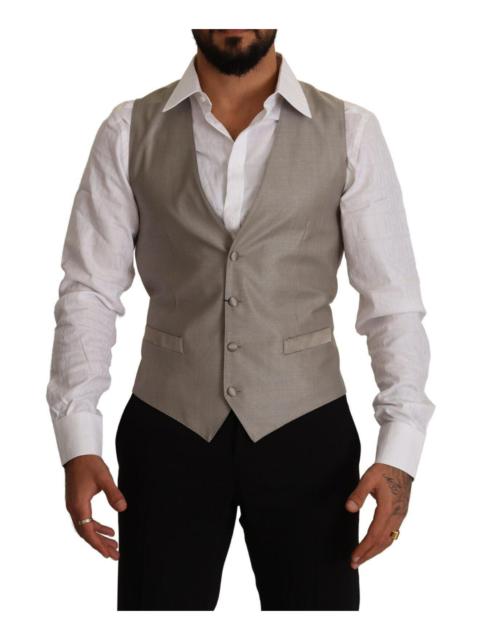 Dolce & Gabbana Beige Wool Single Breasted Waistcoat Vest