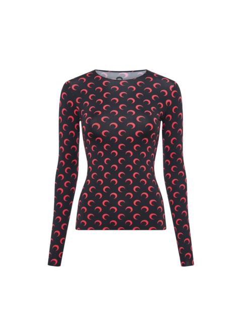 Marine Serre Moon Printed Jersey Second Skin Crewneck Top