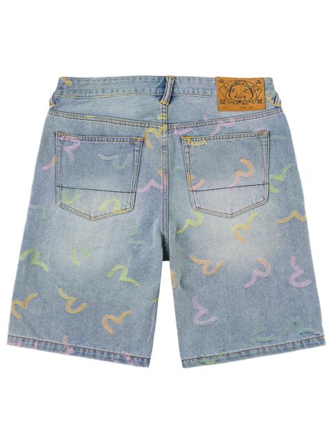 EVISU All-over Seagull Jacquard Denim Shorts