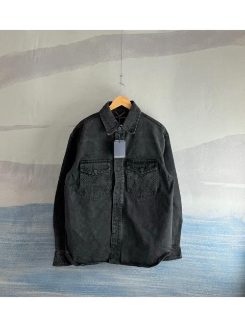 Louis Vuitton Louis Vuitton LV Black Washed Embossed Denim Jacket Shirt