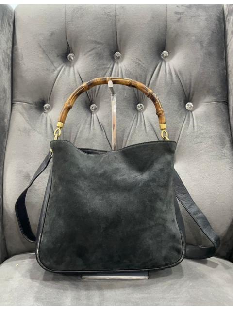 GUCCI Authentic Gucci Bamboo 2 WAY Shoulder Leather Bag DEFECTED