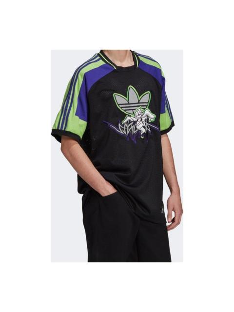 adidas adidas originals x SANKUANZ Crossover Mesh Breathable Printing Short Sleeve Black FT8051