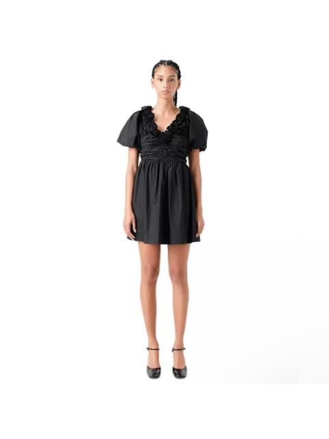 Other Designers New! English Factory Flower Neckline Puff‎ Sleeve
Mini Dress Black Sz XS $165