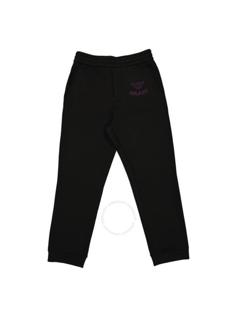 EMPORIO ARMANI Emporio Armani Black Cornely Logo Embroidery Scuba-Fabric Joggers