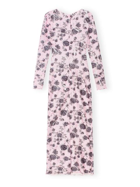 GANNI PINK FLORAL PRINTED DRESS