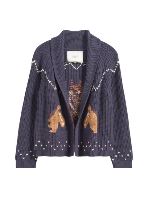 THE GREAT. THE GREAT. The Horse Lodge Cotton Blend Cardigan in Navy at Nordstrom