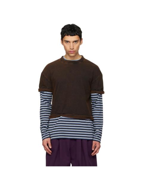 We11done Brown & Blue Layered Stripe Long-Sleeve T-shirt