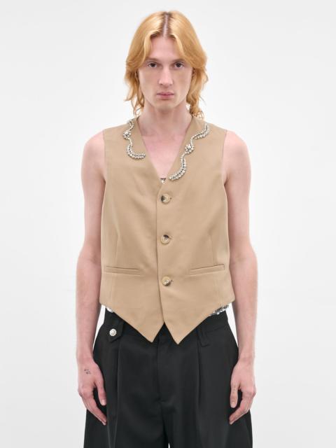 Simone Rocha Beige Wool Tailored Bead Waistcoat