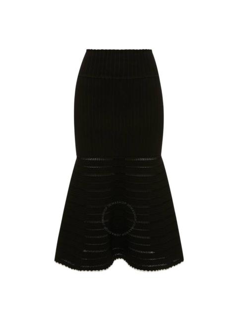 Victoria Beckham Black Flared Midi Knit Skirt