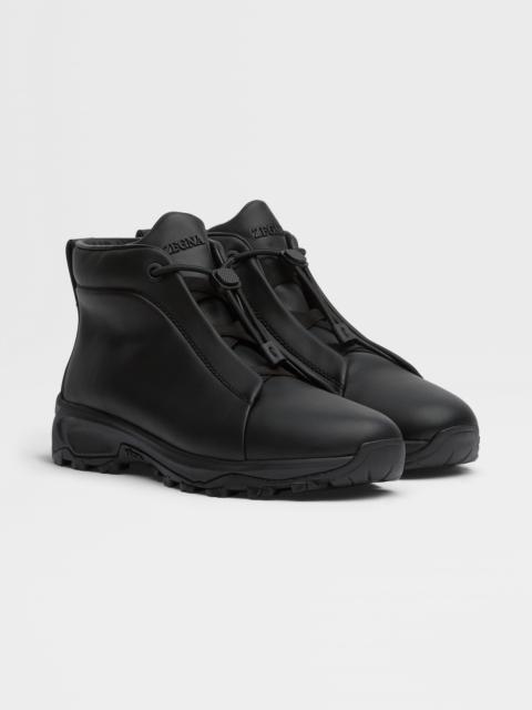 ZEGNA BLACK LEATHER TRIPLE STITCH™ VETTA SNEAKERS