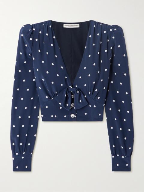 Alessandra Rich Crystal-embellished Polka-dot Silk-crepe Blouse