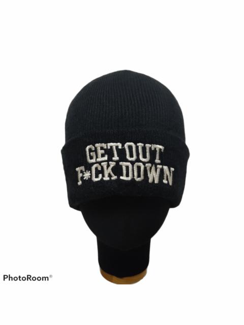 Other Designers Japanese Brand - " Get Out Fuck Down " Black Beanie Hats