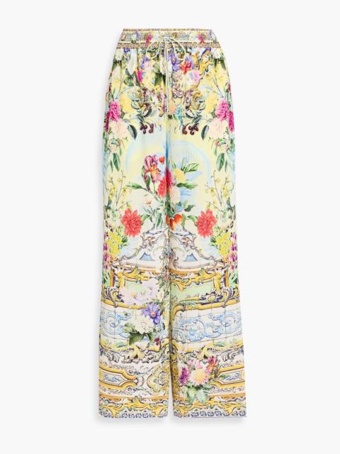 CAMILLA Printed silk crepe de chine wide-leg pants