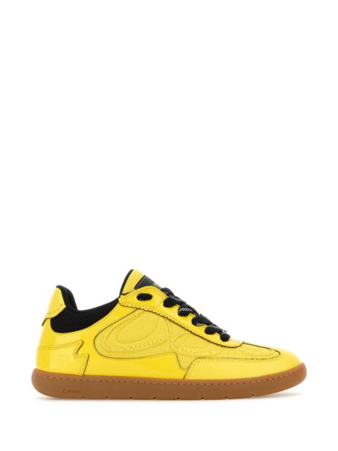 スニーカー Ganni Yellow Synthetic Leather And Fabric Sneakers GANNI Yellow synthetic leather and fabric sneakers