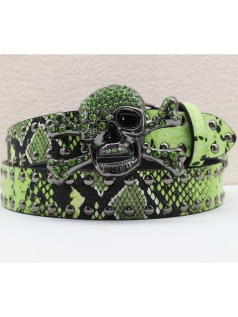 Other Designers Other - 125 cm Rhinestone Skull Halloween Belt