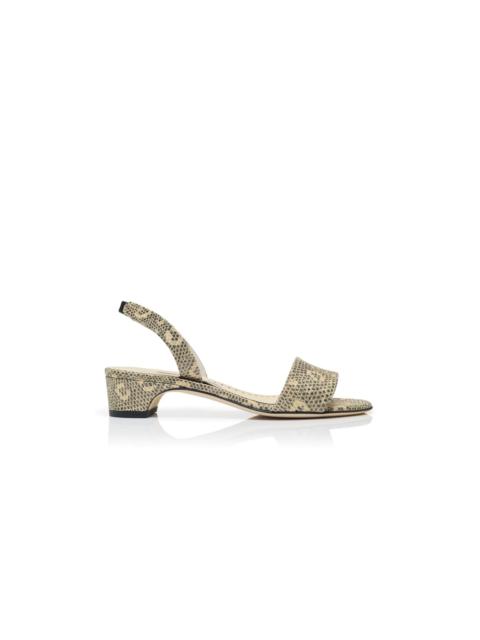 Manolo Blahnik Lizard Print Calf Leather Slingback Sandals