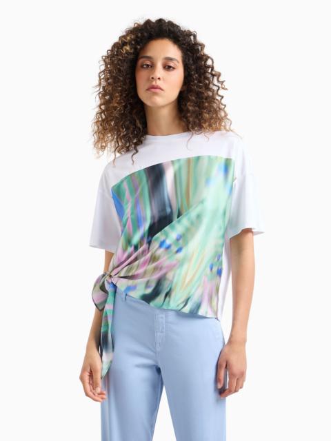 EMPORIO ARMANI ASV organic-jersey T-shirt with multicoloured insert