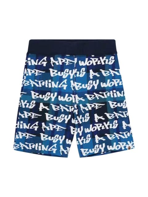 A BATHING APE® BAPE Graffiti Check Shorts 'Blue'