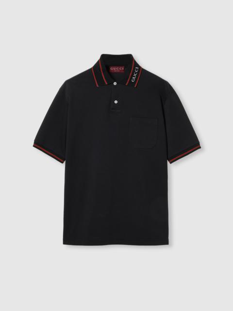 GUCCI Cotton piquet polo shirt with Web