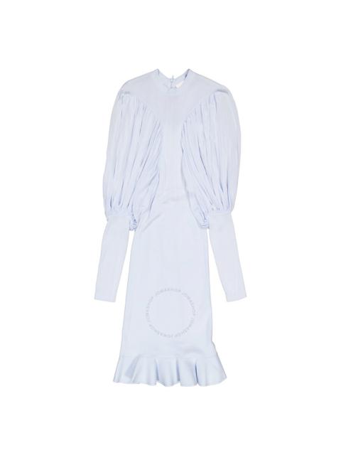 Burberry Ladies Pale Blue Puff-sleeve Jersey Dress