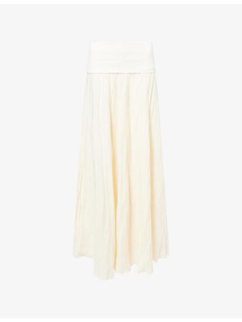 Johanna Ortiz Light And Sound High-Waist Linen-Blend Maxi Skirt