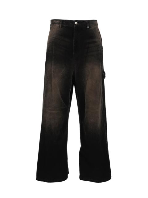 We11done BLACK MENS VINTAGE WASH CORDUROY TROUSERS / BLK