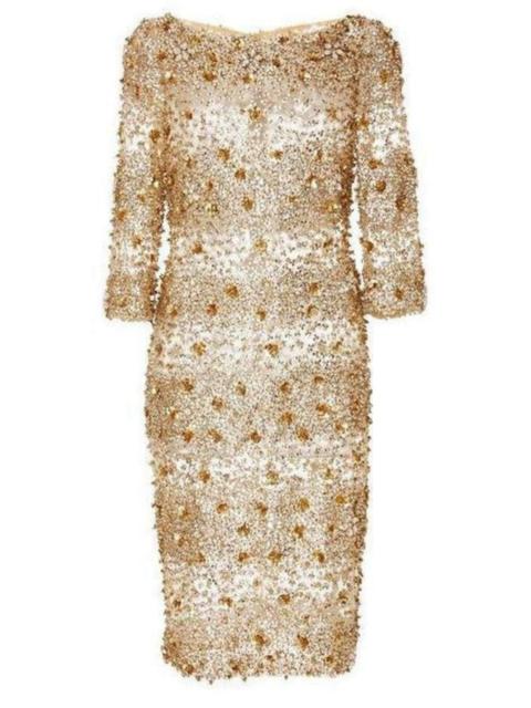 Other Designers Naeem Khan Beaded Gold Fitted Cocktail Dress