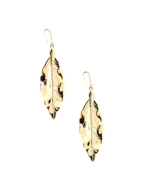 Roberto Cavalli leaf-shaped brass earrings