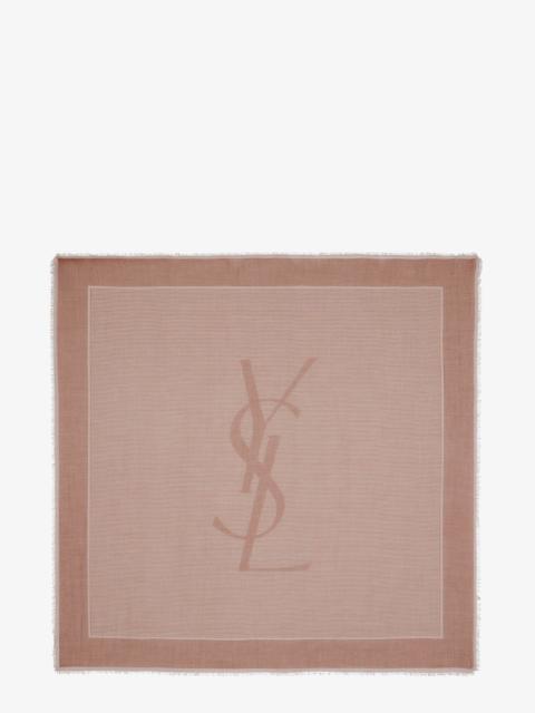 SAINT LAURENT Saint Laurent Cassandre Cashmere and Silk Foulard Beige