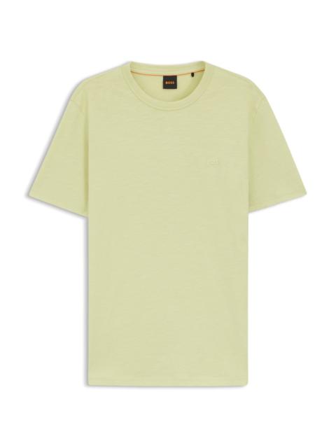 BOSS SLUB-COTTON T-SHIRT WITH LOGO DETAIL
