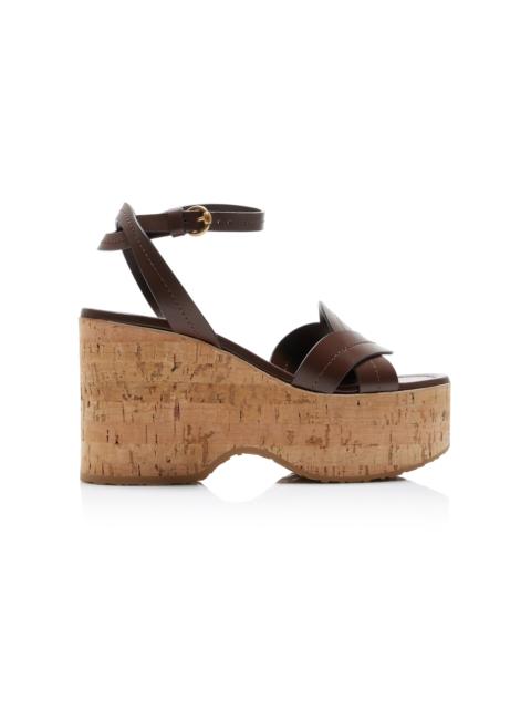 Gianvito Rossi Leather Platform Sandals brown