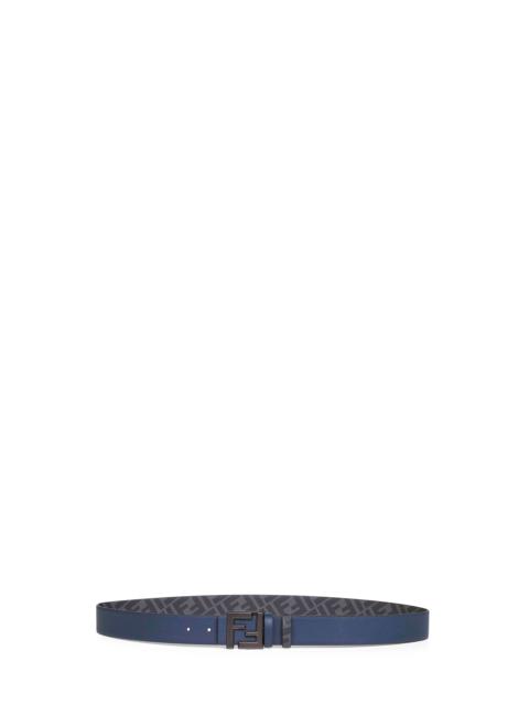 FENDI Fendi Men Leather And Ff Canvas Squared Ff Reversible Belt