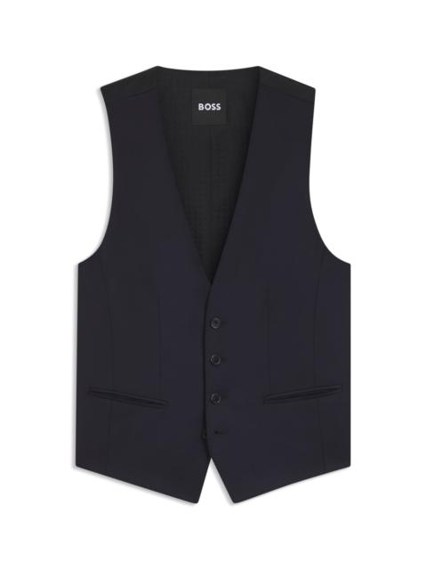 BOSS SINGLE-BREASTED WAISTCOAT IN VIRGIN-WOOL SERGE