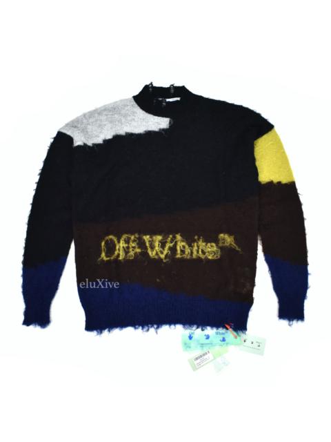 Off-White Off-White Logo Knit Distressed Mohair Punked Sweater NWT