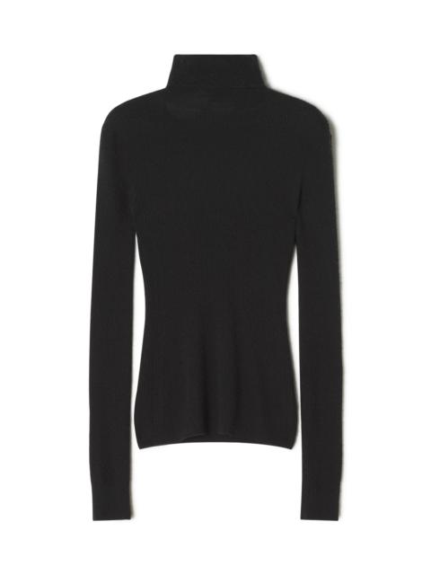 Lanvin Lanvin Merino Wool And Silk Turtleneck Sweater in Noir at Nordstrom