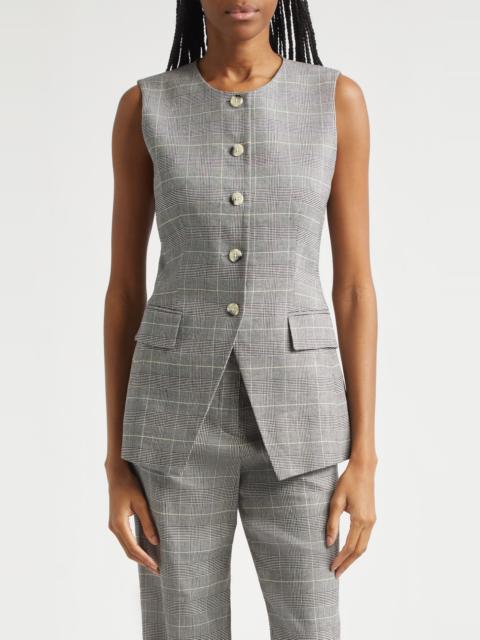 VERONICA BEARD Veronica Beard Lois Glen Plaid Linen Blend Vest in Black Multi at Nordstrom